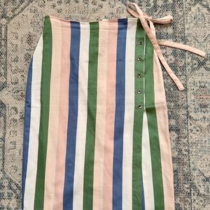 Marine Layer Striped Midi Wrap-Skirt